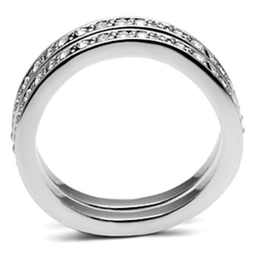 3W053 - Rhodium Brass Ring with Top Grade Crystal  in Clear