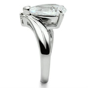 3W292 - Rhodium Brass Ring with AAA Grade CZ  in Clear