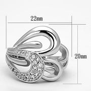 3W325 - Rhodium Brass Ring with AAA Grade CZ  in Clear