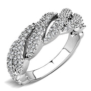 3W1468 - Rhodium Brass Ring with AAA Grade CZ  in Clear