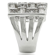 1W024 - Rhodium Brass Ring with AAA Grade CZ  in Clear