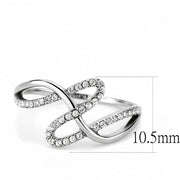 DA265 - High polished (no plating) Stainless Steel Ring with AAA Grade CZ  in Clear
