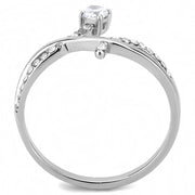 DA240 - High polished (no plating) Stainless Steel Ring with AAA Grade CZ  in Clear