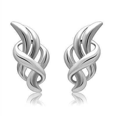 LO1991 - Rhodium White Metal Earrings with No Stone