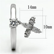 3W293 - Rhodium Brass Ring with AAA Grade CZ  in Clear