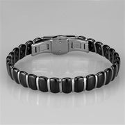 3W995 - High polished (no plating) Stainless Steel Bracelet with Ceramic  in Jet