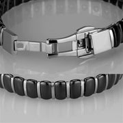 3W995 - High polished (no plating) Stainless Steel Bracelet with Ceramic  in Jet