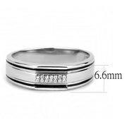 DA254 - High polished (no plating) Stainless Steel Ring with AAA Grade CZ  in Clear
