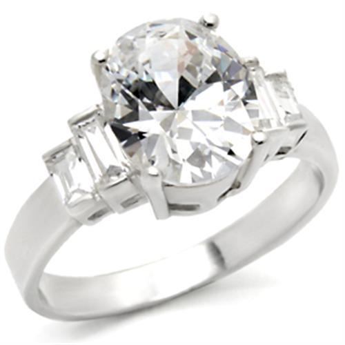 30305 - High-Polished 925 Sterling Silver Ring with AAA Grade CZ  in Clear