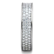 3W781 - Rhodium Brass Ring with AAA Grade CZ  in Clear