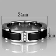 3W966 - High polished (no plating) Stainless Steel Ring with Ceramic  in Jet