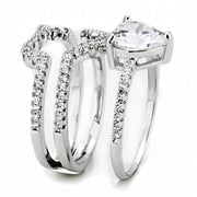 3W1504 - Rhodium Brass Ring with AAA Grade CZ  in Clear