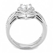 3W1508 - Rhodium Brass Ring with AAA Grade CZ  in Clear