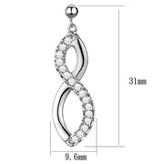 3W1055 - Rhodium Brass Earrings with AAA Grade CZ  in Clear