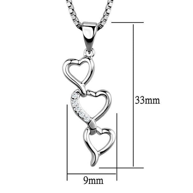 3W843 - Rhodium Brass Chain Pendant with AAA Grade CZ  in Clear