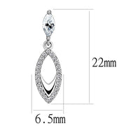 DA189 - High polished (no plating) Stainless Steel Earrings with AAA Grade CZ  in Clear