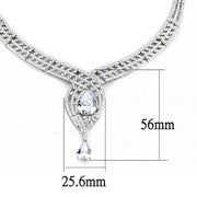 3W1415 - Rhodium Brass Jewelry Sets with AAA Grade CZ  in Clear