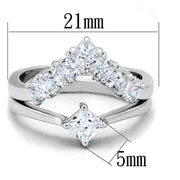 3W815 - Rhodium Brass Ring with AAA Grade CZ  in Clear