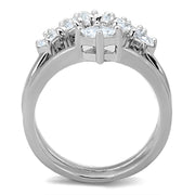 3W815 - Rhodium Brass Ring with AAA Grade CZ  in Clear