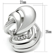 3W237 - Rhodium Brass Ring with AAA Grade CZ  in Clear