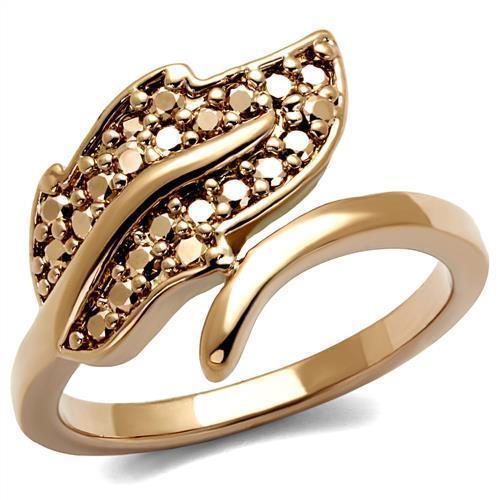 3W1200 - IP Rose Gold(Ion Plating) Brass Ring with AAA Grade CZ  in Metallic Light Gold