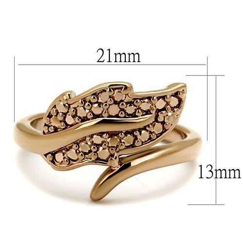 3W1200 - IP Rose Gold(Ion Plating) Brass Ring with AAA Grade CZ  in Metallic Light Gold