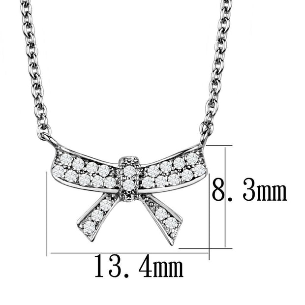 3W1028 - Rhodium Brass Chain Pendant with AAA Grade CZ  in Clear