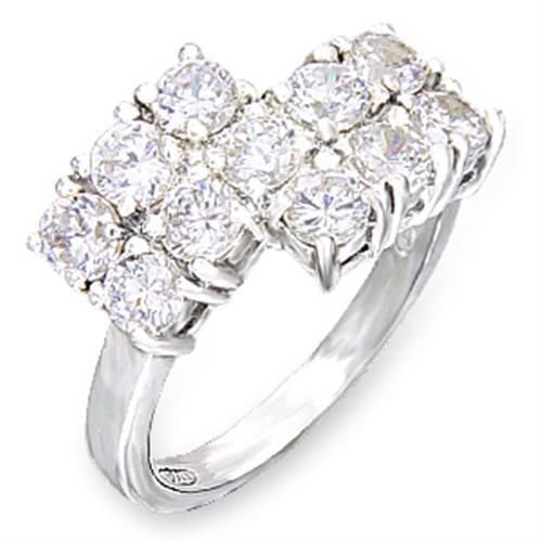 50117 - High-Polished 925 Sterling Silver Ring with AAA Grade CZ  in Clear