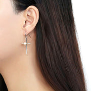 DA192 - High polished (no plating) Stainless Steel Earrings with Synthetic Pearl in White
