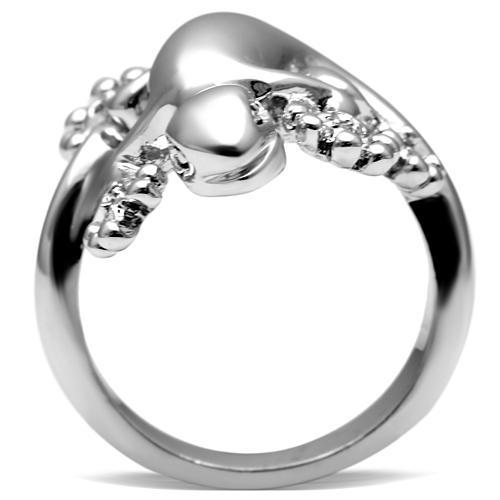 3W207 - Rhodium Brass Ring with AAA Grade CZ  in Black Diamond