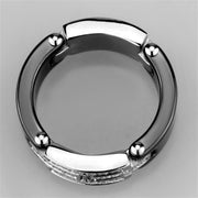 3W976 - High polished (no plating) Stainless Steel Ring with Ceramic  in Jet