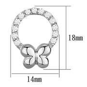3W620 - Rhodium Brass Earrings with AAA Grade CZ  in Clear