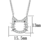 3W446 - Rhodium Brass Necklace with AAA Grade CZ  in Clear