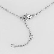 3W446 - Rhodium Brass Necklace with AAA Grade CZ  in Clear