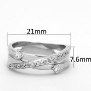 3W565 - Rhodium Brass Ring with AAA Grade CZ  in Clear
