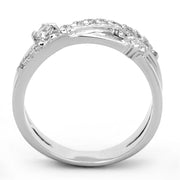 3W565 - Rhodium Brass Ring with AAA Grade CZ  in Clear
