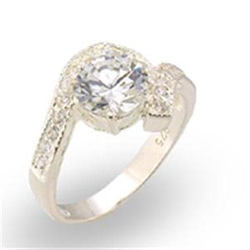 30122 - High-Polished 925 Sterling Silver Ring with AAA Grade CZ  in Clear