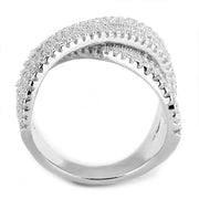 3W1539 - Rhodium Brass Ring with AAA Grade CZ  in Clear