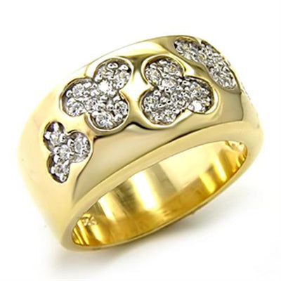 7X205 - Gold+Rhodium 925 Sterling Silver Ring with AAA Grade CZ  in Clear