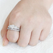 3W1588 - Rhodium Brass Ring with AAA Grade CZ  in Clear