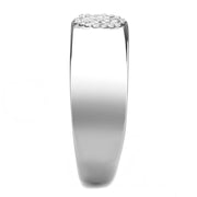DA367 - High polished (no plating) Stainless Steel Ring with AAA Grade CZ  in Clear
