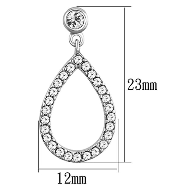 3W617 - Rhodium Brass Earrings with Top Grade Crystal  in Clear