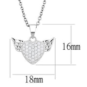 3W1378 - Rhodium 925 Sterling Silver Chain Pendant with AAA Grade CZ  in Clear