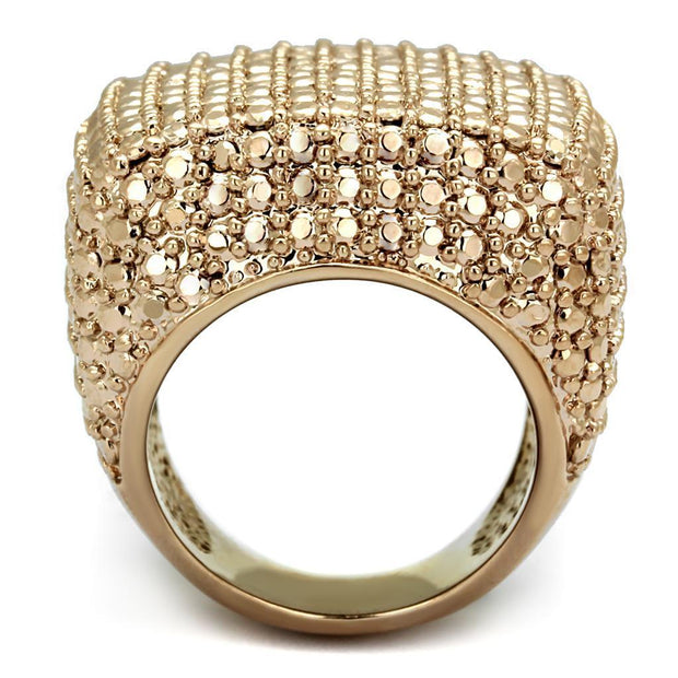 3W934 - IP Rose Gold(Ion Plating) Brass Ring with AAA Grade CZ  in Metallic Light Gold