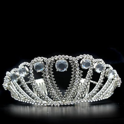 LO2108 - Imitation Rhodium Brass Tiaras & Hair Clip with Top Grade Crystal  in Clear