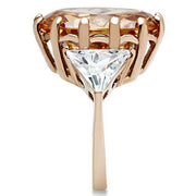 GL243 - IP Rose Gold(Ion Plating) Brass Ring with AAA Grade CZ  in Champagne