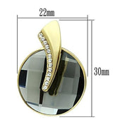 GL343 - IP Gold(Ion Plating) Brass Earrings with Synthetic Synthetic Glass in Black Diamond