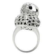 3W155 - Rhodium Brass Ring with AAA Grade CZ  in Jet