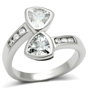 3W228 - Rhodium Brass Ring with AAA Grade CZ  in Clear