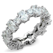 LO3561 - Rhodium Brass Ring with AAA Grade CZ  in Clear